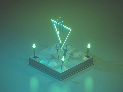 The Flying Ornament 3d 3d art blender blender3d diorama illustration isometric isometric design isometric illustration logo low poly minimal music