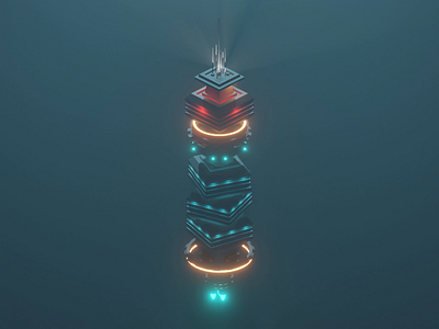 Floating City Tower 3d 3d animation 3d art blender blender3d diorama isometric isometric design isometric illustration low poly