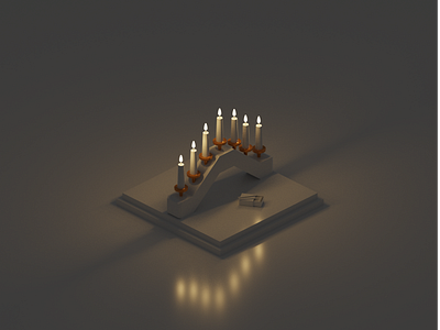 Candlelight 3d 3d art blender blender3d candle candlelight christmas christmas card dark diorama holiday illustration isometric isometric design isometric illustration low poly match matchbox xmas