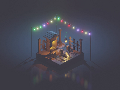 Graveyard during the Holidays 3d 3d art blender blender3d diorama illustration isometric isometric design isometric illustration low poly