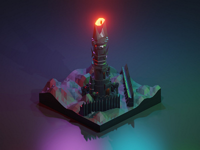 Sauron during the Holidays 3d 3d art blender blender3d diorama illustration isometric isometric design isometric illustration low poly