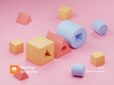 Three of a Kind 3d 3d art blender blender3d blocks cube cylinder diorama geometric geometry illustration isometric isometric design isometric illustration lego low poly pastel pastels triangle