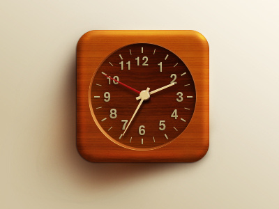 Clock app clock crab icon ios ipad projection， ui wood