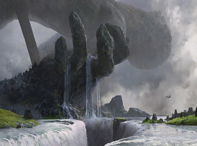 The Roam - Gate of the Palm cg concept art environment fantasy gamedev illustration medieval waterfall