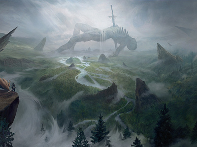 the roam - valley of the giant concept art enviroment fantasy game art gamedev giant medieval mood