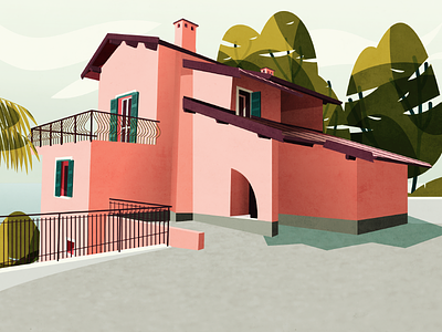 Pink House Study house illustration illustrator