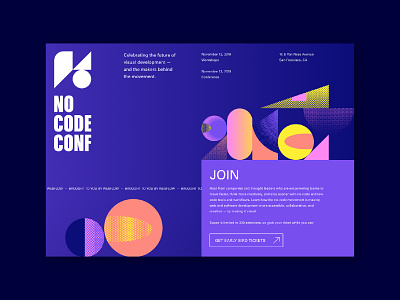 No Code Conf website branding design illustration webflow website