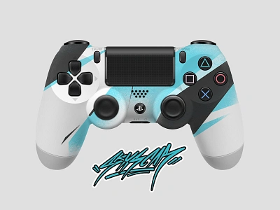 SkyScar on Dualshock 4 controller custom dualshock 4 graffuturis playstation ps4 skyscar