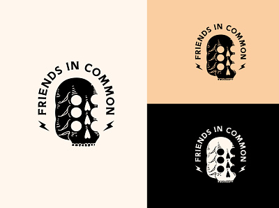 Friends in common brand branding friends friends in common friendship lightning logo minimalist music music logo palette record label skull skulls