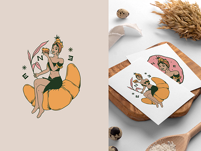 ENE bakery botanical branding bread illustration logo mexico nature pinup tropical woman