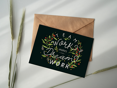 Team Work 2020 christmas christmas card client gift happy happy new year illustration lettering new year plants team type