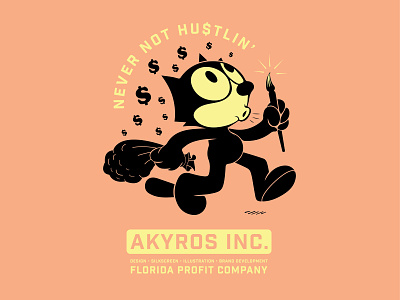Felix The Hustler for Akyros Inc. bootleg branding design illustration screenprinting tshirt vector