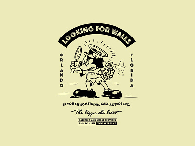 "Looking For Walls" T-Shirt Design for Akyros Inc. branding design freelance design hand drawn illustration mickey mouse screenprinting vector