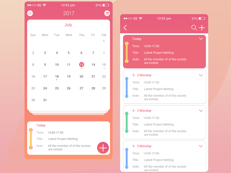 Calendar App Design by Manish on Dribbble