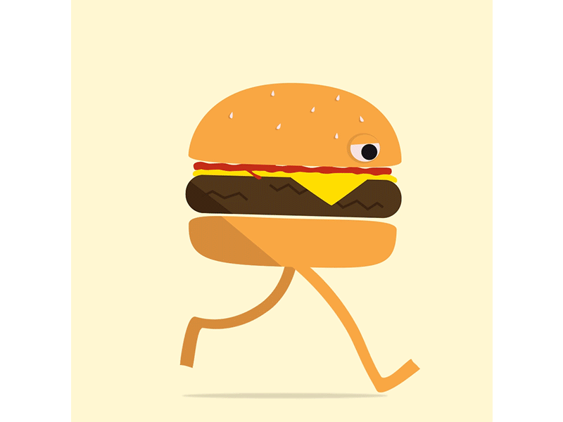 Burger guy animation burger character food motion design walk cycle