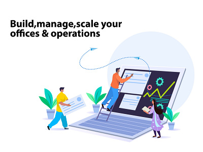 Illustration 1: Build, manage, scale your offices and operations branding build character design flat graphics graphics illustration managment office office management ui vector