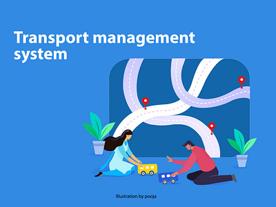 Illustration 2 flat illustration management transport vector
