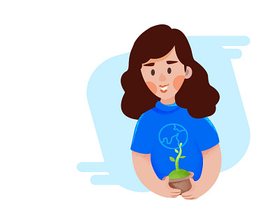 Earth Day 2 character day design earth flat girl illustration plant ui with world