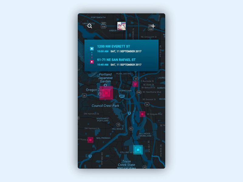 Search of a route android app interface ios map mobile navigation pin square ui ux