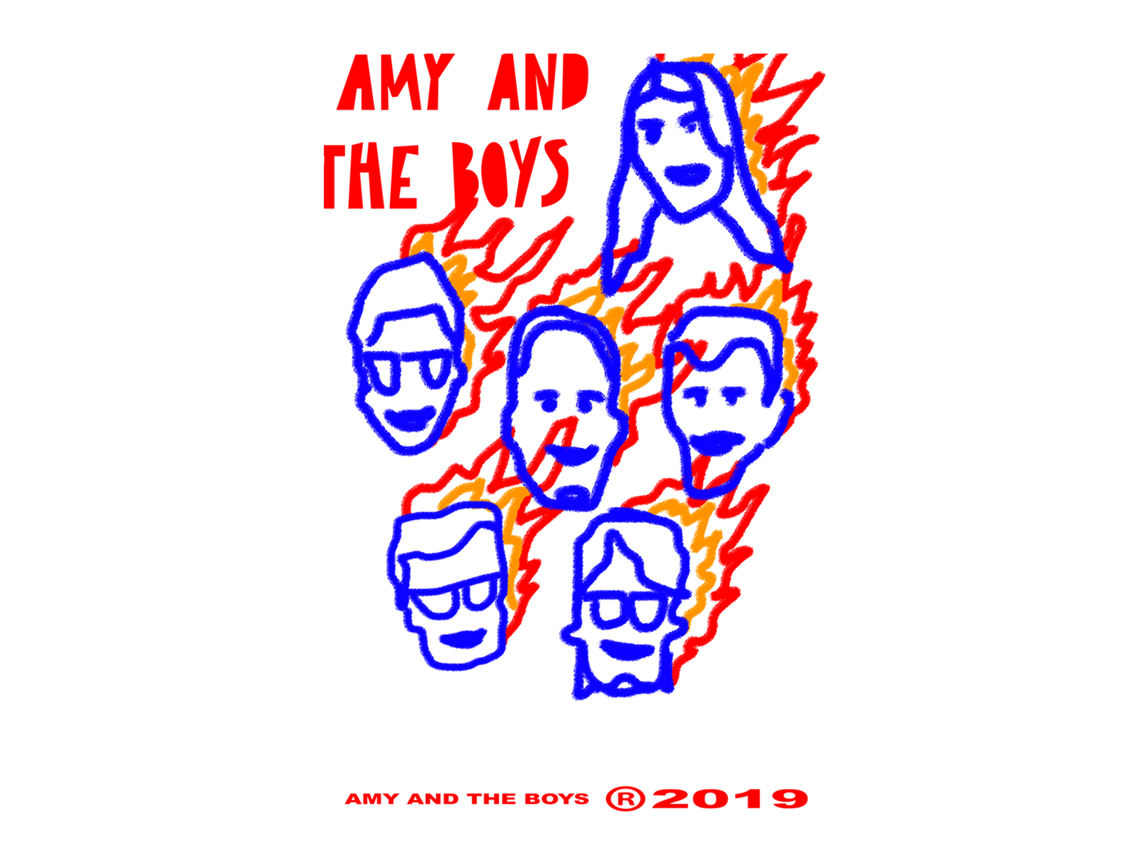 Amy and the Boys animation band colourful design fire gif graphic illustration music musicians paint poster singer