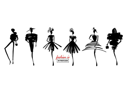 Stylized fashionable female silhouette on the podium costume fashion podium silhouette sketch speed speed art woman