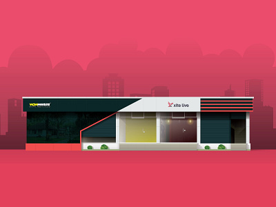 Xitelive office Exterior in 2D Illustration 2d art adobe illustrator adobe photoshop illustration imc kochi office xitelive