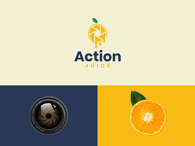 Action Juice action brand branding camera combination logo company design dual meaning logo graphicdesigns icon illustration juice lens logo logodesign modern logo orange rendy cemix simple logo vector
