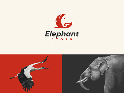 Elephant Stork brand branding combination logo design dual meaning logo elephant graphic design graphicdesigns icon illustration logo logodesign modern negative space logo rendycemix simple logo stork ui ux vector