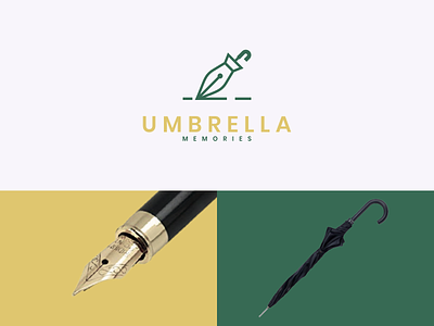 Umbrella Memories brand branding combination company design dual meaning graphicdesigns illustration logo logodesign memories modern pen simple ui umbrella ux vector