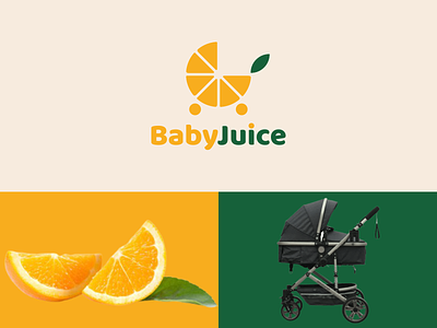 BabyJuice animation baby brand branding combination company design dual meaning graphic design icon illustration juice logo logodesign orange simple stroler ui ux vector