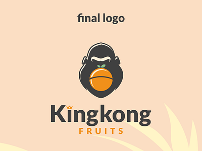 kingkong fruits animal brand branding combination design dualmeaning fruits gorilla graphic design graphicdesigns illustration kingkong logo logodesign modern motion graphics orange simple symbol vector