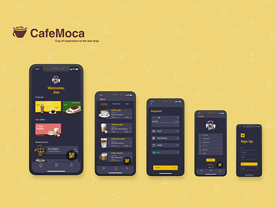 CafeMoca - UI Designs app design interaction design mobile mobile application ui ux