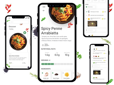 Recipe App app color theme design mobile typography ui ux vector