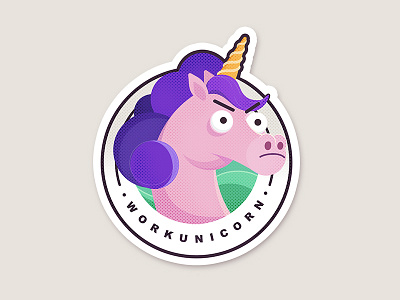 WORKUNICORN design hardworking illustration sticker sticker mule stickers unicorn vector visual