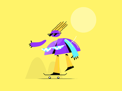 Summer Skater 2d animation cartoon character illustration vector