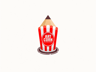 Artcorn logo combination animation app branding design flat icon illustration logo pencil popcorn ui vector