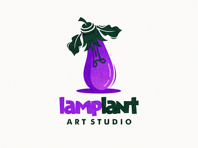 eggplant and bulb logo combination animation app branding bulb design eggplant flat icon illustration lamp logo ui vector vegestable