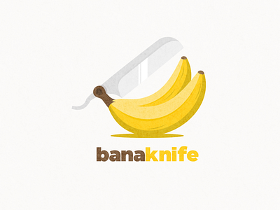 banana and knife logo combination animation app banana branding design flat fruits icon illustration illustrator knife logo ui vector