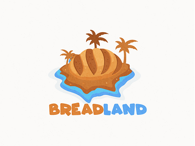 breadlland logo combination animation app beach branding bread clean design flat food icon illustration illustrator landing logo ui vector