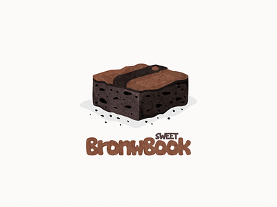 Brownie and book logo combination