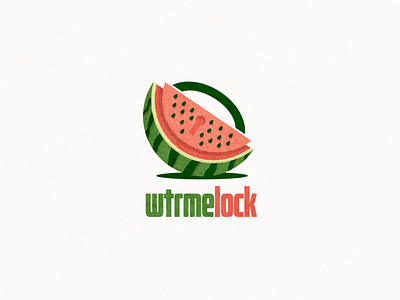 watermelon nad lock logo combination animation app branding design flat icon illustration logo ui vector