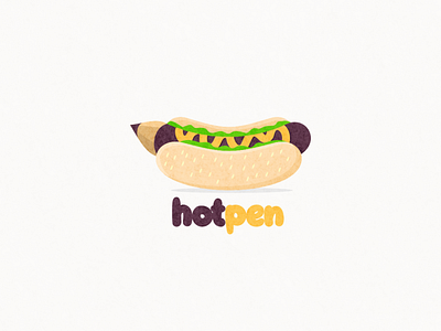 hotdog and pencil logo combination animation app branding clean design flat hotdog illustration illustrator logo pen pencil vector