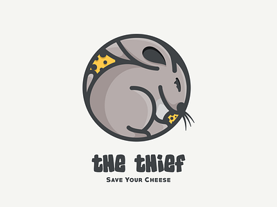 the thief animals animation branding cheese design flat illustration logo mouse rat typography ui ux vector