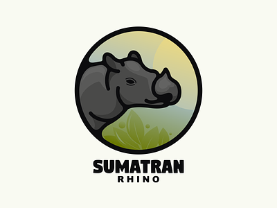 sumatran rhino animals animation branding design flat illustration logo rhino typography ui ux vector