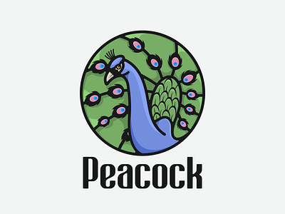 peacock animation bird branding design flat illustration logo peacock typography ui ux vector