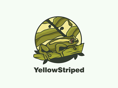 yellow striped frog animals animation branding design flat frog illustration logo typography ui ux vector