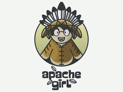 apache girl american animation apache branding design flat girl illustration logo typography ui ux vector