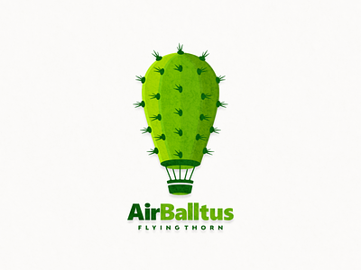 Cactus and air ballon logo combination