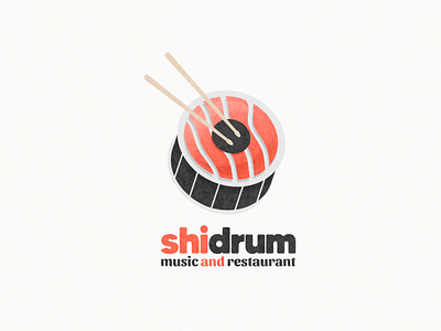 ushi and drum logo combination animation branding design drum flat food illustration logo typography ui ux vector