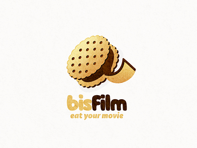 Biscuit and film logo combination animation biscuit branding design film flat food illustration logo typography ui ux vector